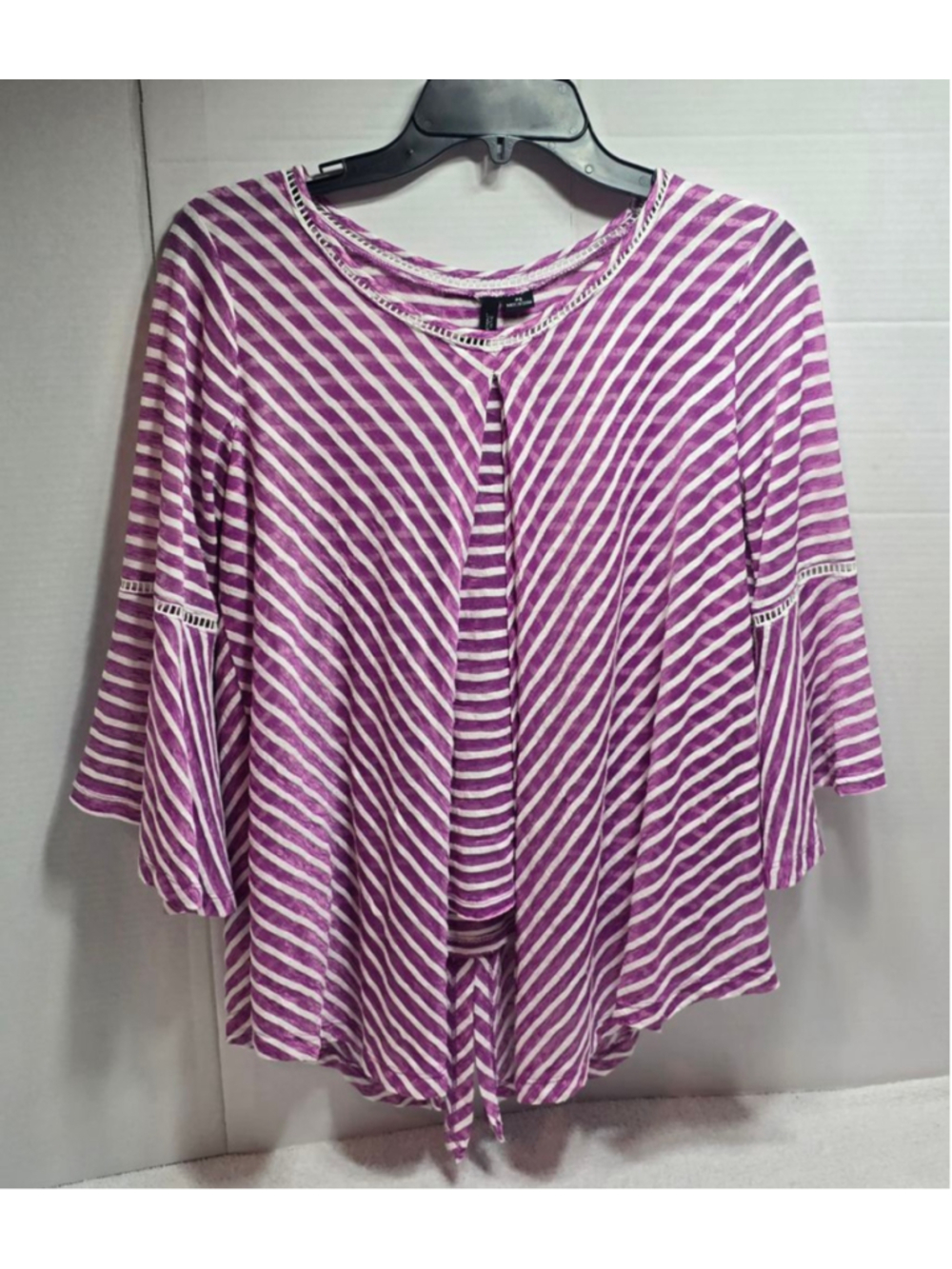Women's New Directions Petite Purple White Striped Tunic Top PS